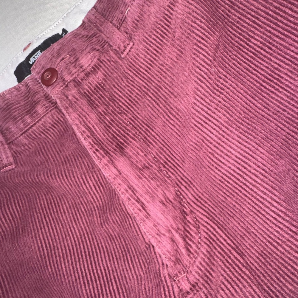 Vans Corduroy Cargo Pants Burgundy Straight Leg Skate Streetwear Y2K Loose Taper